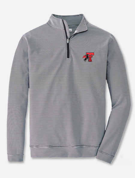 Peter Millar Texas Tech Vault Double T Perth Mini Stripe Quarter Zip Pullover