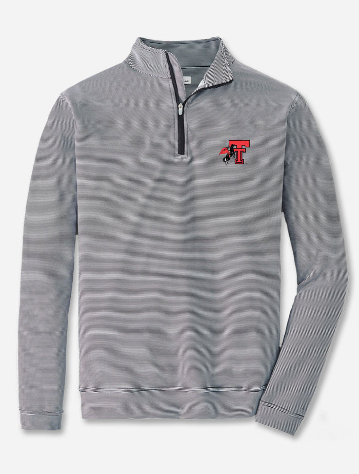 Peter Millar Texas Tech Vault Double T Perth Mini Stripe Quarter Zip Pullover