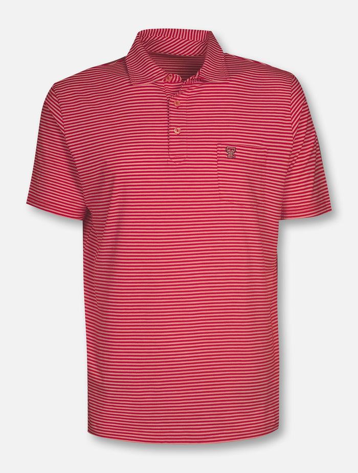 Peter Millar Texas Tech Red Raiders "Major" Mini Double T Pocket Striped Red Polo