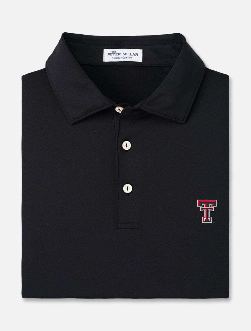 Peter Millar Texas Tech Solid Peformance Black Jersey Polo