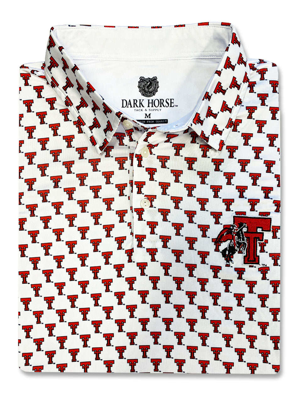 Texas Tech Dark Horse "Throwback" Premium White Men's Polo