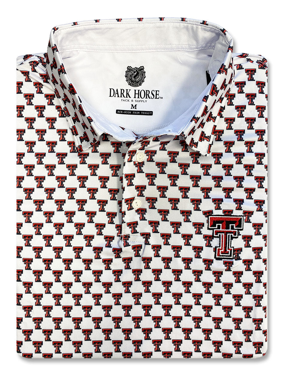 Texas Tech Dark Horse "Double T" Premium White Men's Polo