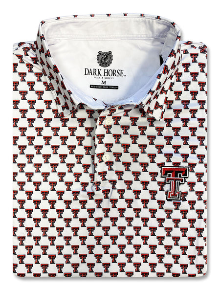 Texas Tech Dark Horse "Double T" Premium White Men's Polo