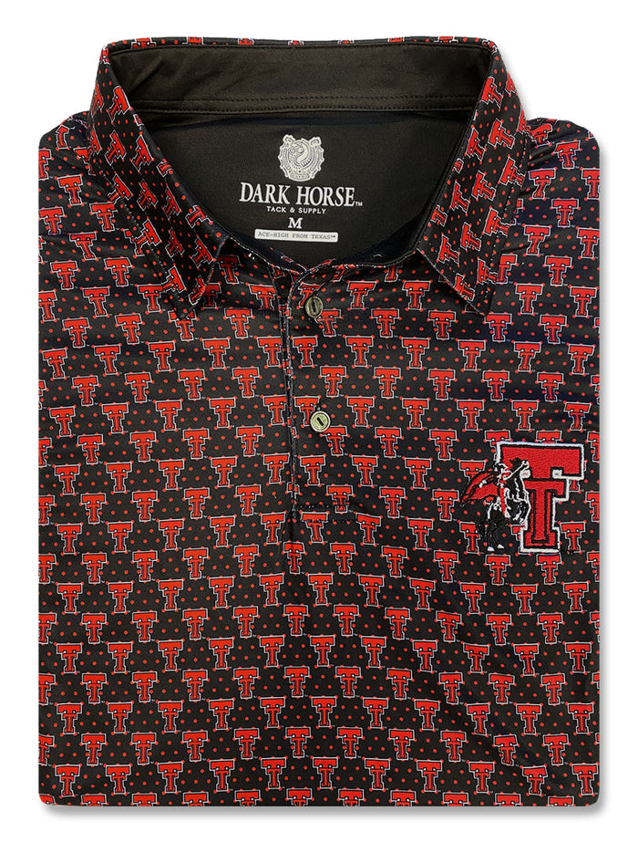 Texas Tech Dark Horse "Throwback Dot" Premium Black Men's Polo