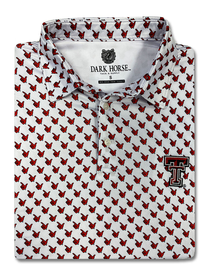 Texas Tech Dark Horse "Guns Up" Premium White Men's Polo