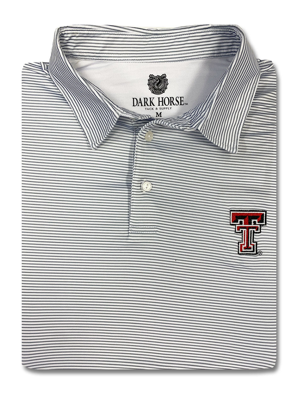 Texas Tech Dark Horse "Grey Mini Stripe" Premium Men's Polo