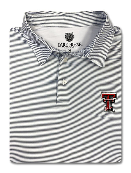 Texas Tech Dark Horse "Grey Mini Stripe" Premium Men's Polo