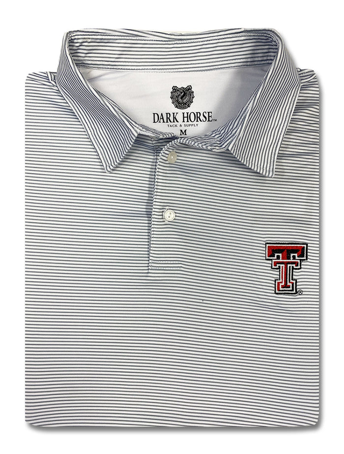 Texas Tech Dark Horse "Grey Mini Stripe" Premium Men's Polo