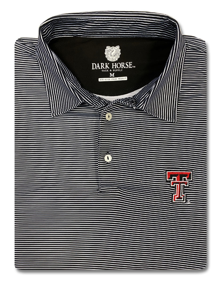 Texas Tech Dark Horse "Black Mini Stripe" Premium Men's Polo