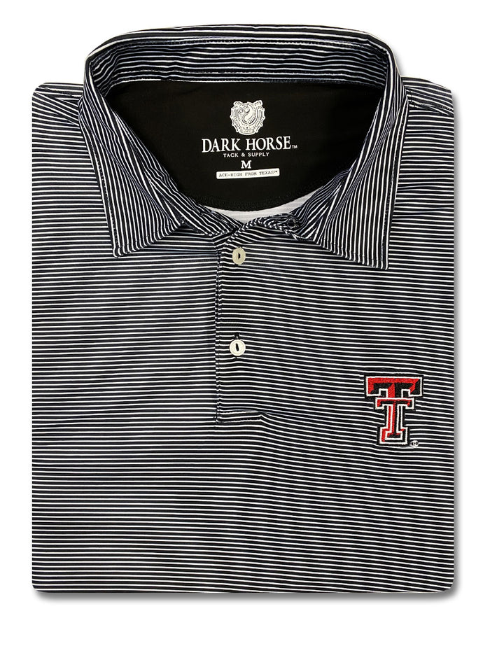 Texas Tech Dark Horse "Black Mini Stripe" Premium Men's Polo