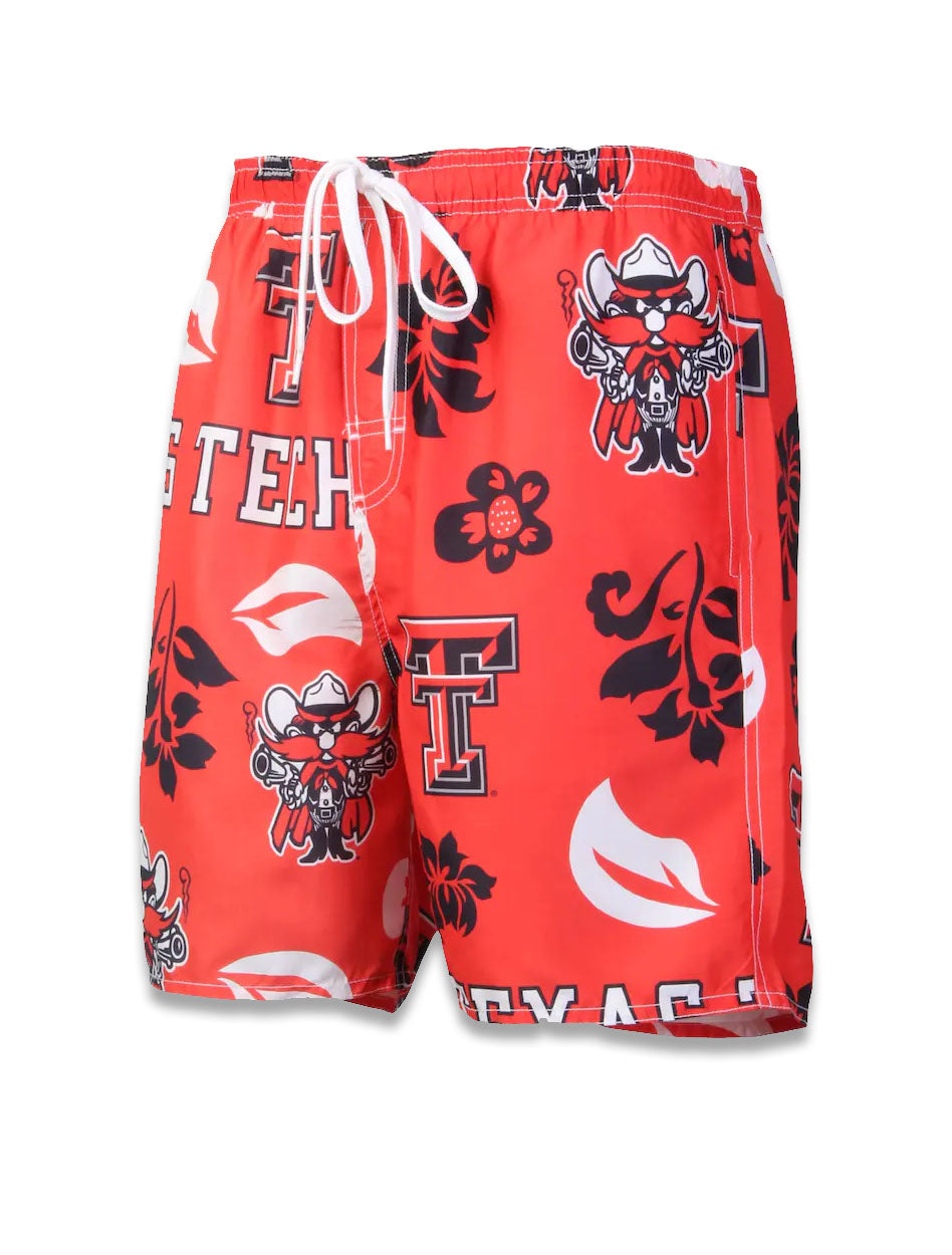 Texas Tech, Wes and Willy Floral Volley Swim Shorts