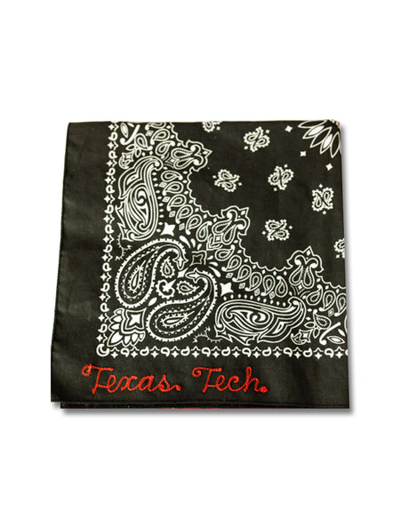Texas Tech "Chain Stitch Script" Black Bandana