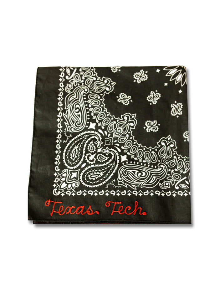 Texas Tech "Chain Stitch Script" Black Bandana
