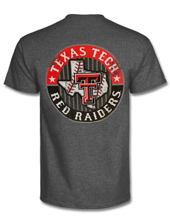 Texas Tech Baseball with Crossed Bats on Heather Grey T-Shirt