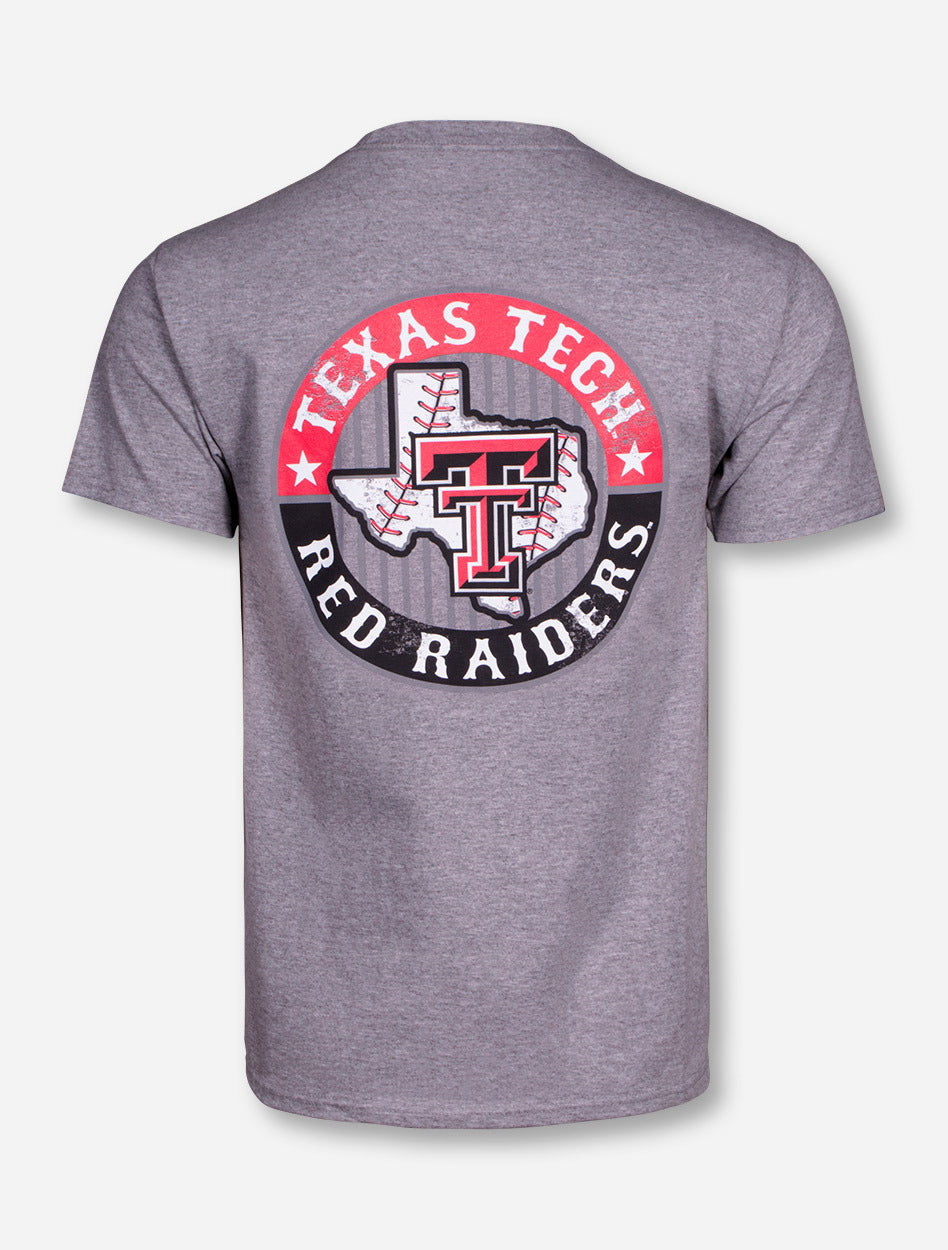 Texas Tech Baseball with Crossed Bats on Heather Grey T-Shirt
