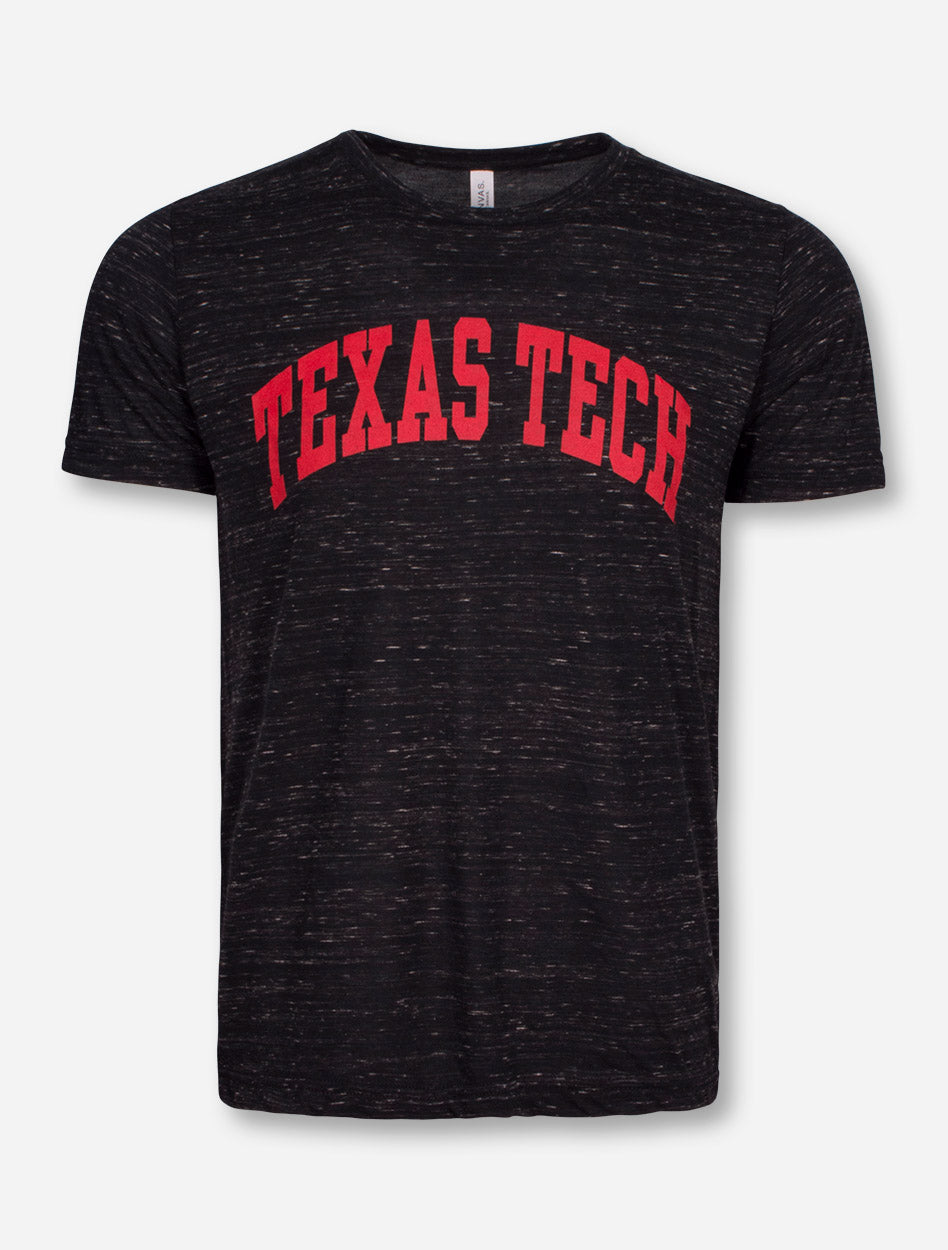 Texas Tech Arch in Red on Heather Black T-Shirt