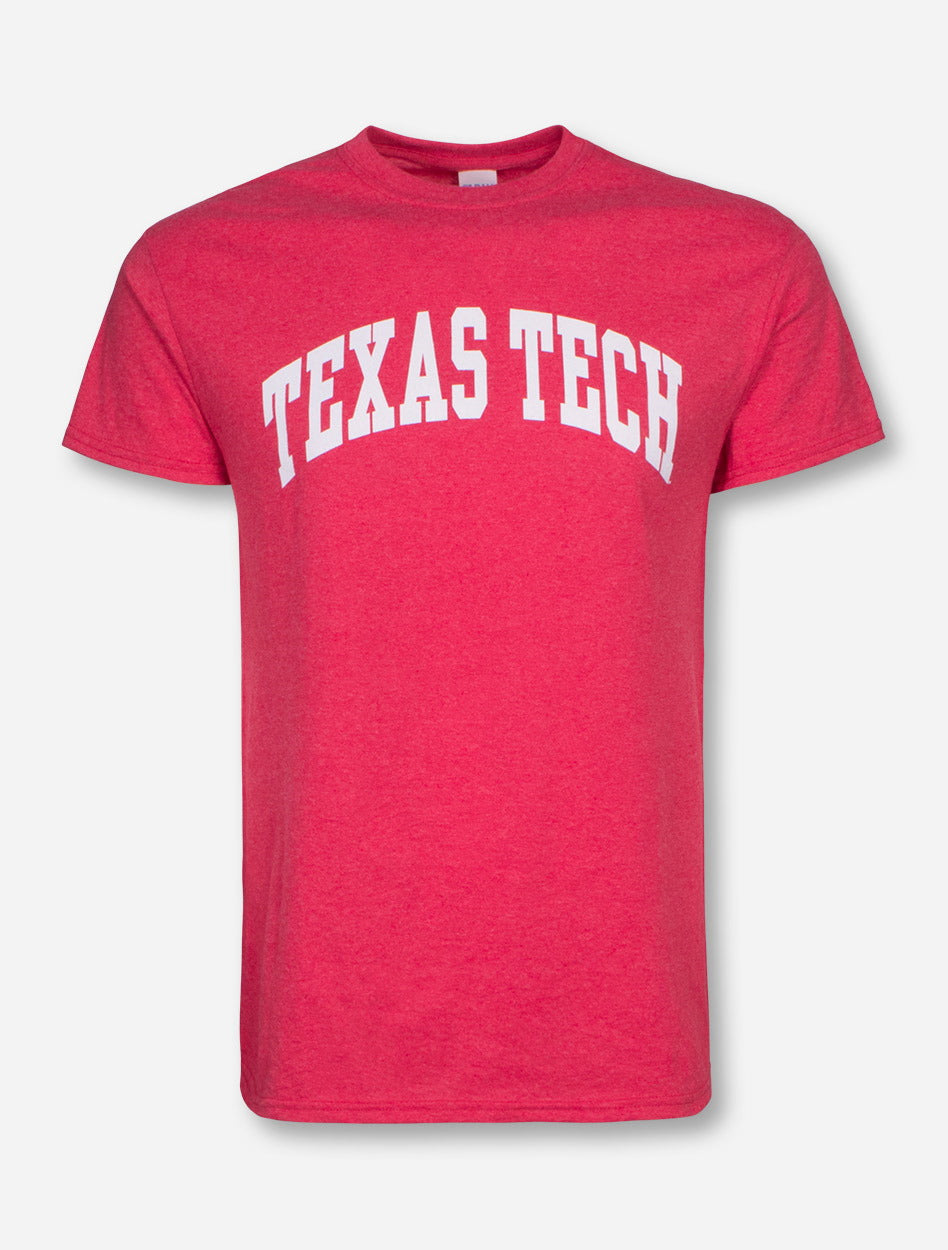 Texas Tech Arch in White on Heather Red T-Shirt