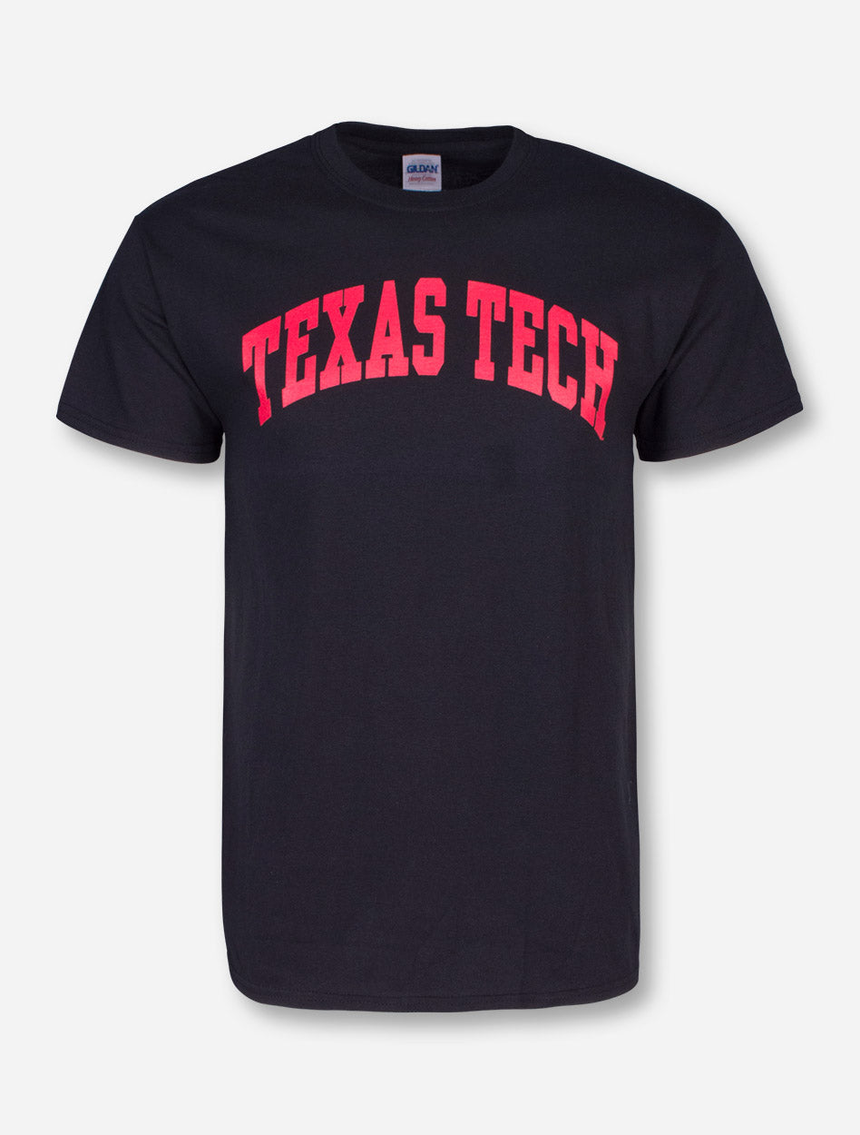 Classic Texas Tech Arch in Red on Black T-Shirt