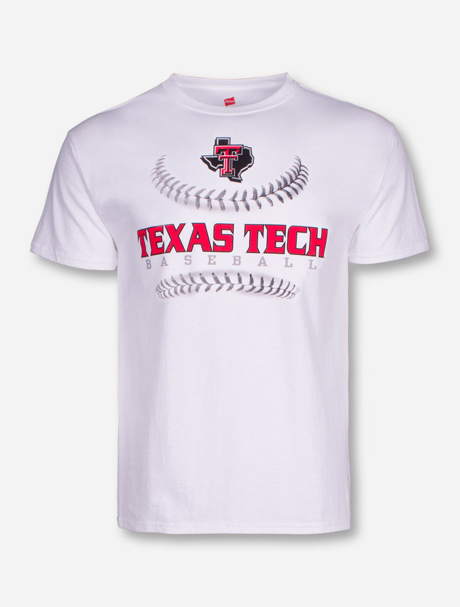 Texas Tech Baseball Laces on White T-Shirt