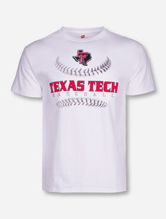 Texas Tech Baseball Laces on White T-Shirt
