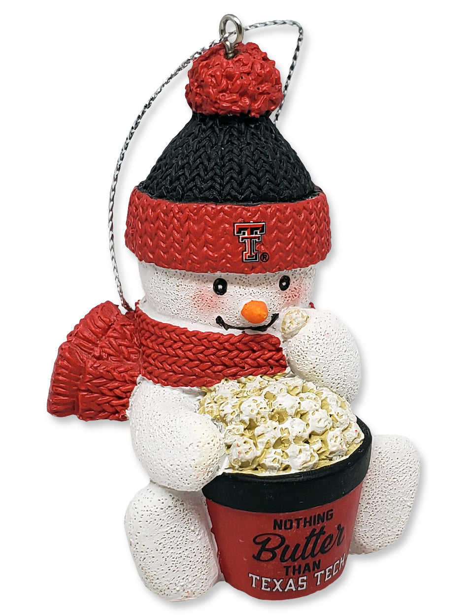 Texas Tech "Nothing Butter" Popcorn Snowman Ornament
