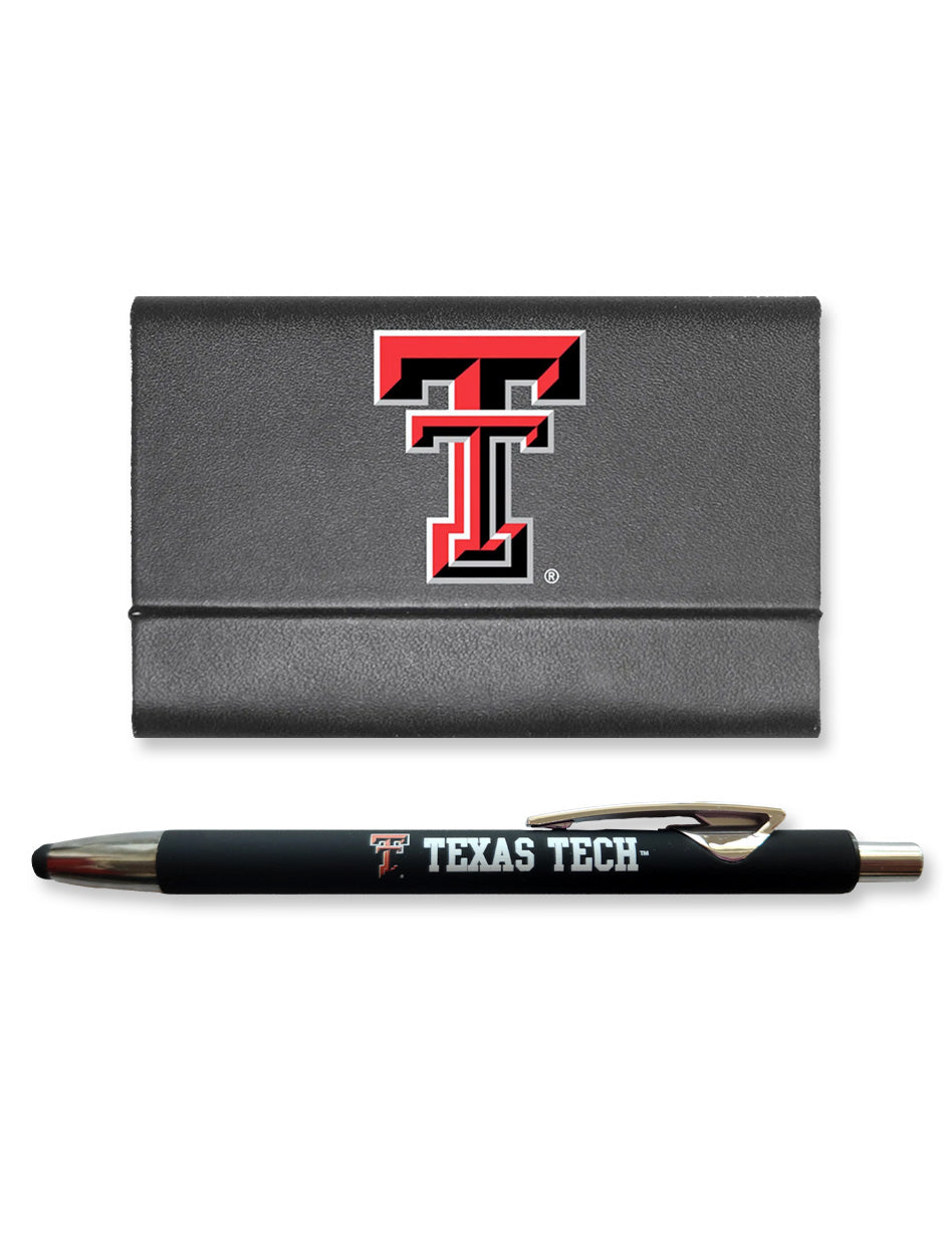Texas Tech Double T Leatherette Business Card Holder & Pen/Stylus Set