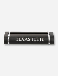 Texas Tech on Black & Silver Desk Business Card Holder