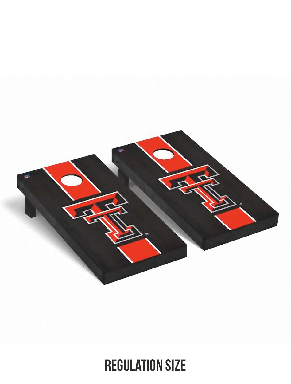 Texas Tech Red Raiders "Onyx Stained Double T w/ Stripe" REGULATION Cornhole Game Set