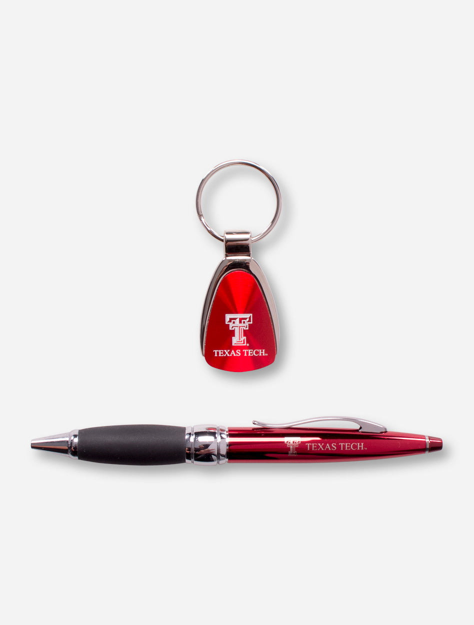 Texas Tech Ballpoint Pen and Teardrop Keychain Gift Set