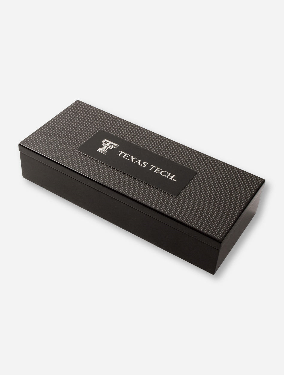 Texas Tech Lacquered Carbon Fiber Gift Box with Carbon Fiber Pen Sets