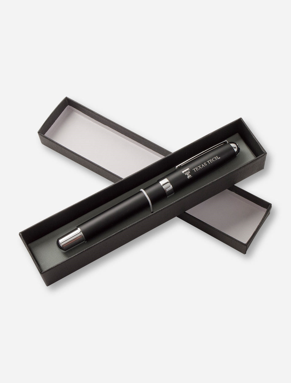 Laser Engraved Double T & Texas Tech on Matte Black Pen