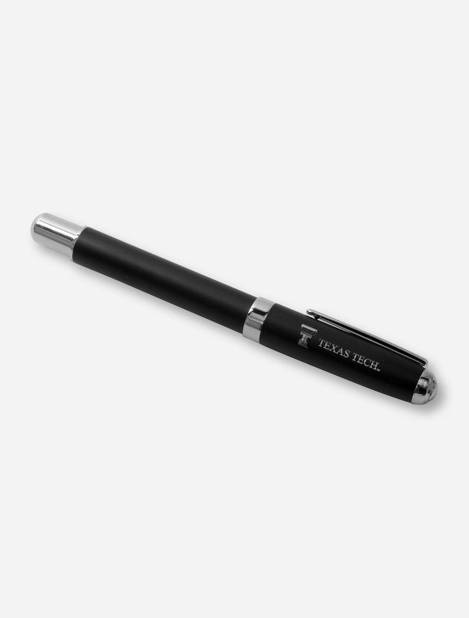 Laser Engraved Double T & Texas Tech on Matte Black Pen