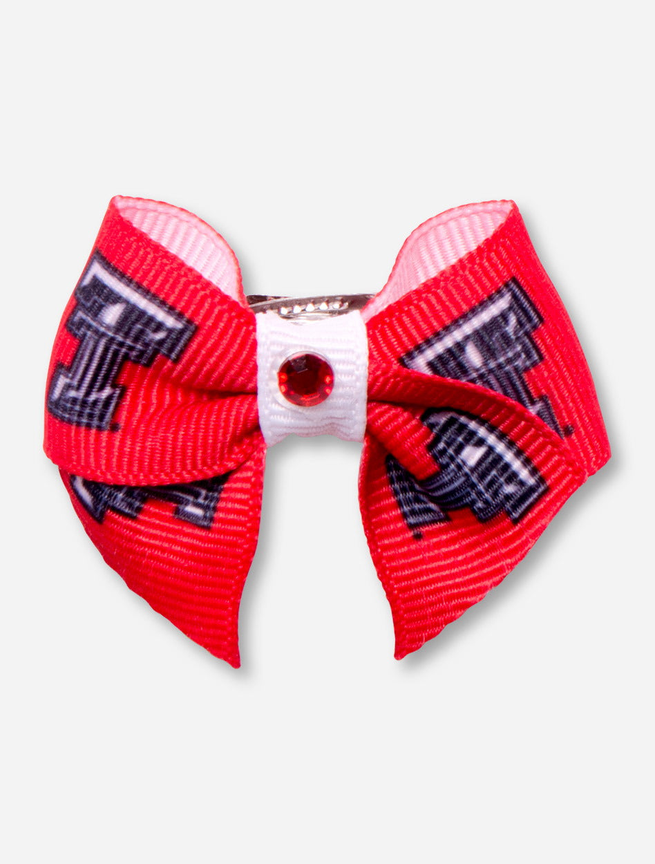 Texas Tech Double T Red and White Dog Bow