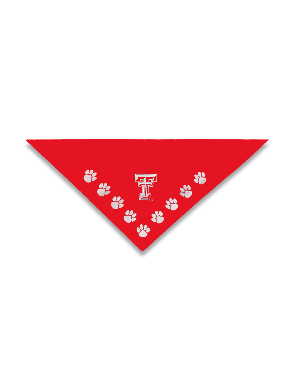 Texas Tech Red Raiders Dog Bandana with White Double T and Paw Prints