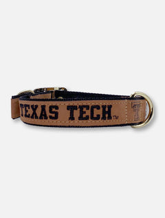 Texas Tech Red Raiders Tan Leather Embroidered  Dog Collar
