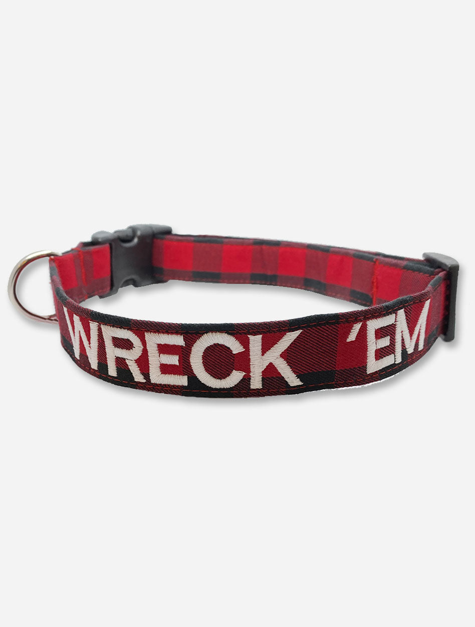 Texas Tech Red Raiders Wreck' Em "Buffalo" Check Dog Collar