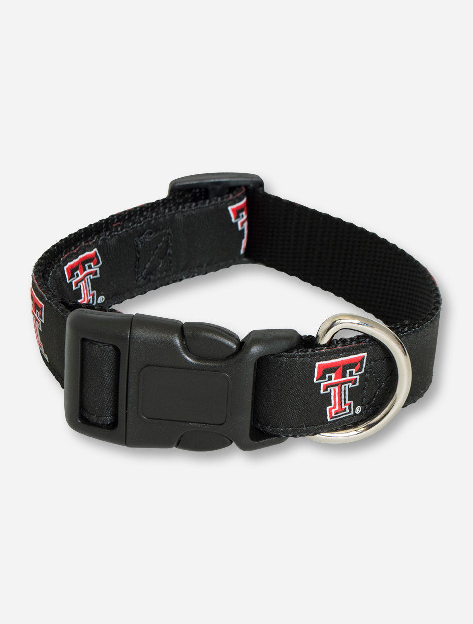 Texas Tech Double T on Black Dog Collar