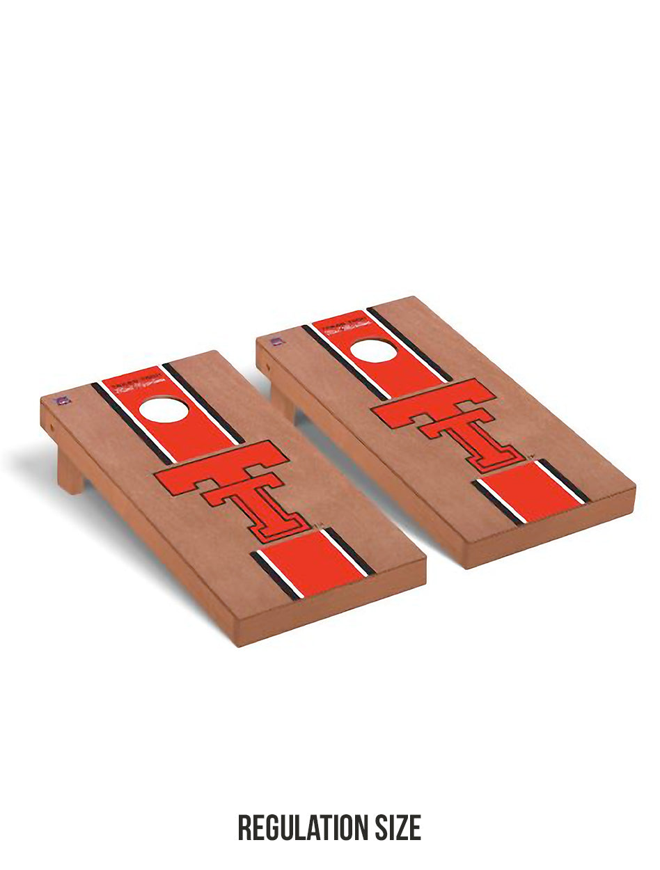 Texas Tech Red Raiders "Rosewood Stained Throwback Double T w/ Stripe" REGULATION Cornhole Game Set
