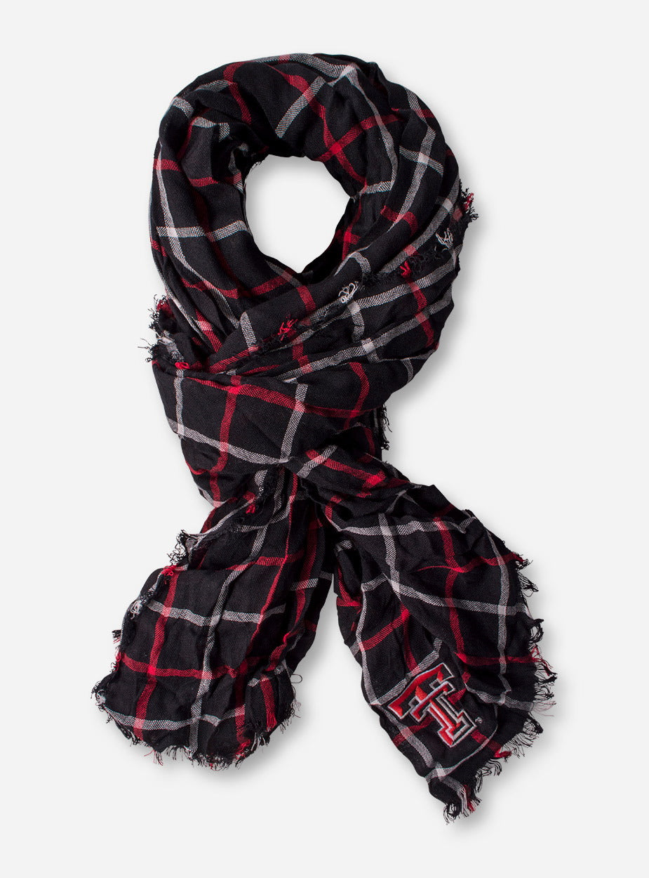 ZooZatz Texas Tech Window Pane Plaid Black Scarf