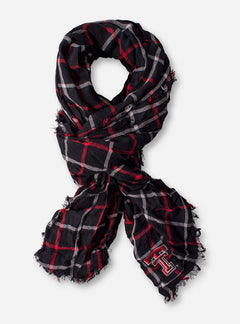 ZooZatz Texas Tech Window Pane Plaid Black Scarf