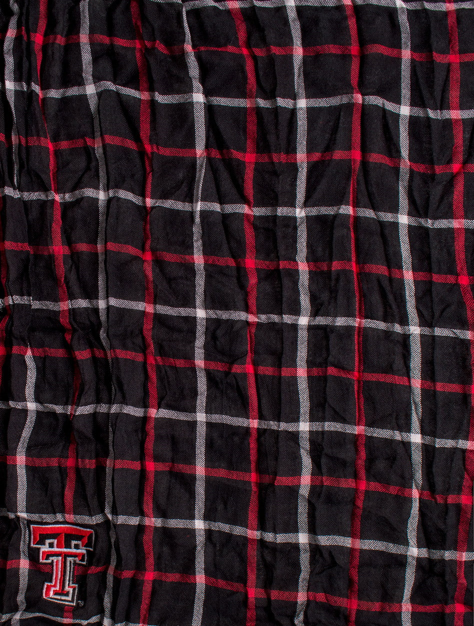 ZooZatz Texas Tech Window Pane Plaid Black Scarf