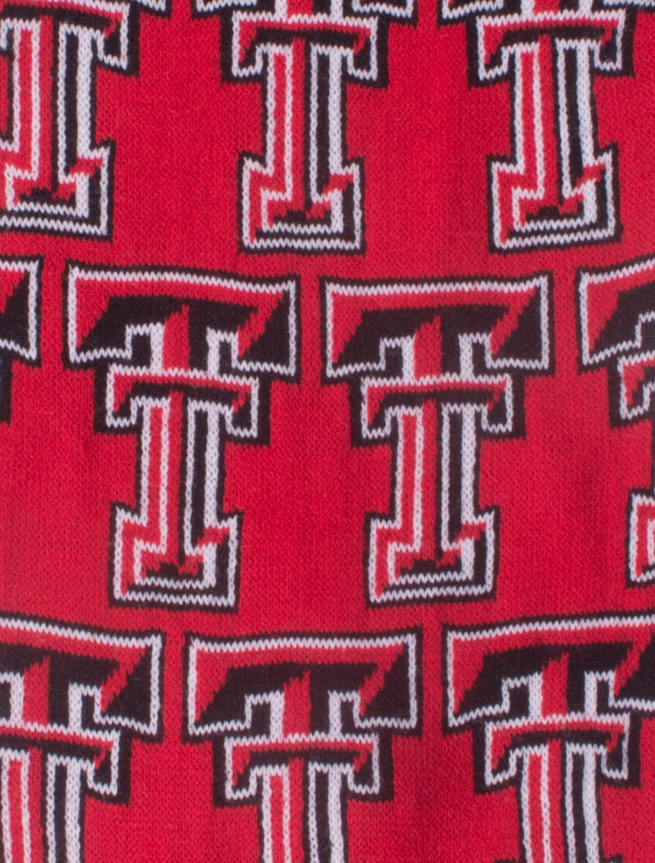 Repeating Double T on Red Infinity Scarf - Texas Tech