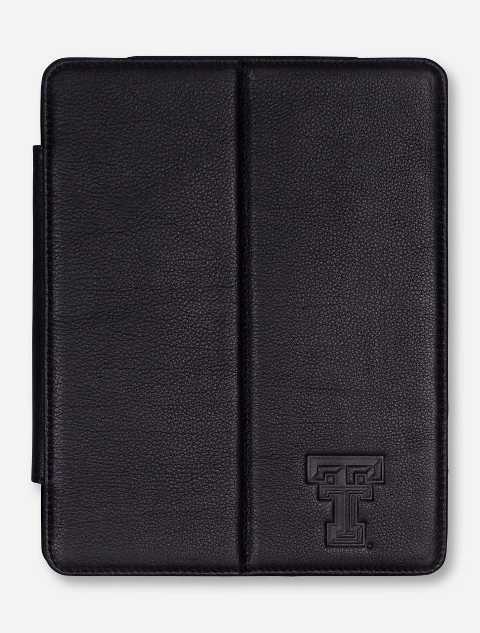 Texas Tech Double T on Black Leather iPad Cover