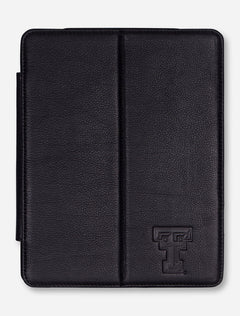 Texas Tech Double T on Black Leather iPad Cover