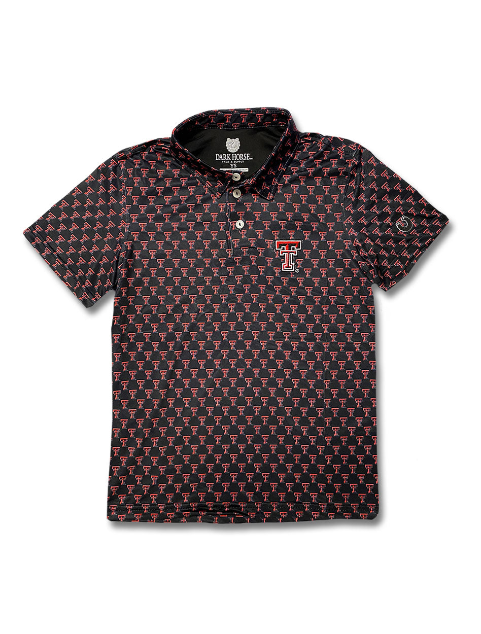 TODDLER Texas Tech Dark Horse "Double T Mini" Black Polo