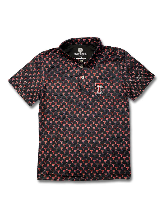 YOUTH Texas Tech Dark Horse "Double T Mini" Black Polo