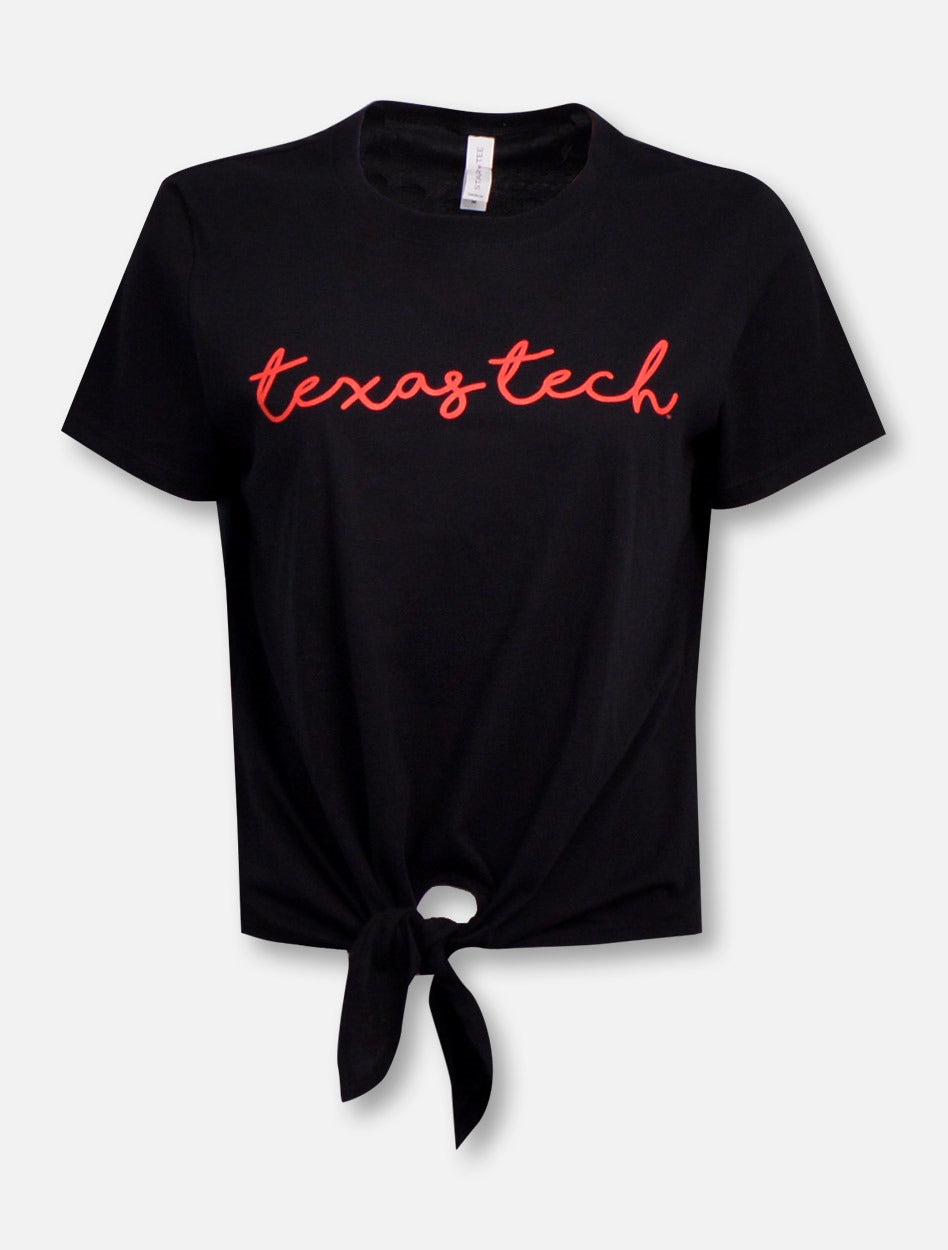 Texas Tech Red Raiders Script "Penmanship" Tie Front T-Shirt
