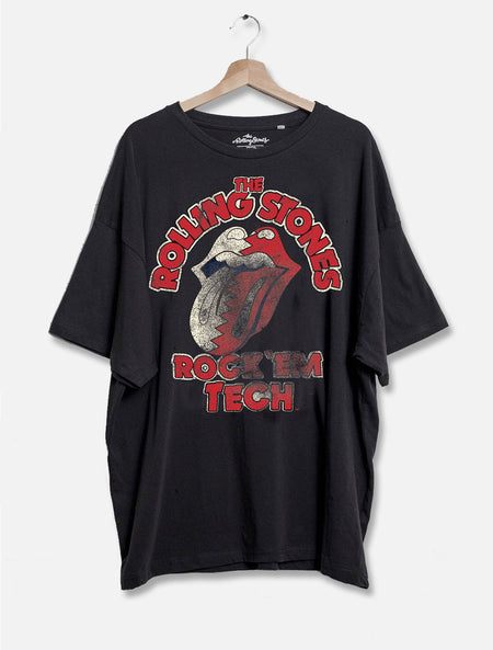 Livy Lu Texas Tech Rolling Stones "Rock Em Texas Tech" Oversized One Size Distressed Tee