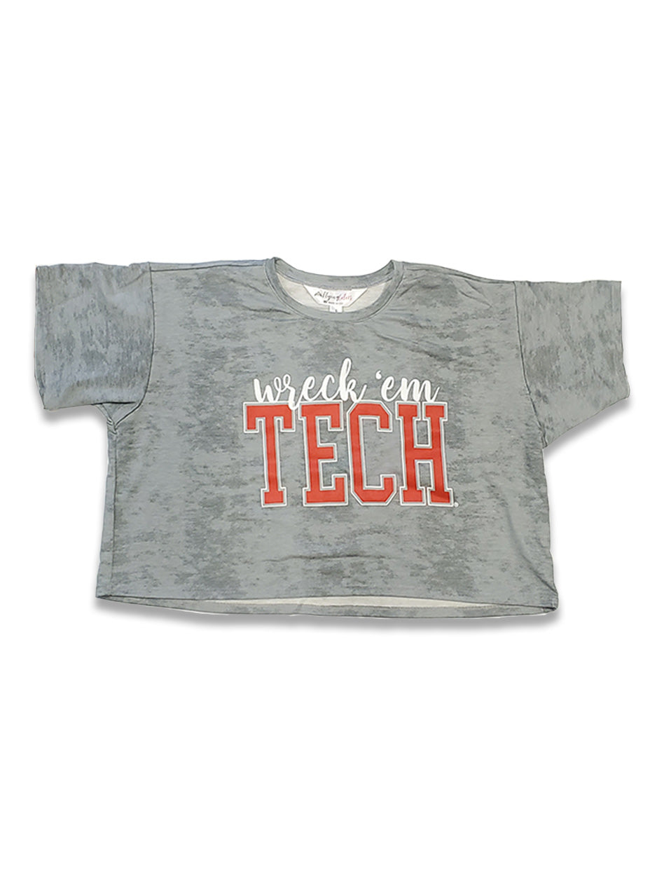 Texas Tech "Kimberly" Burn Out Crop Top