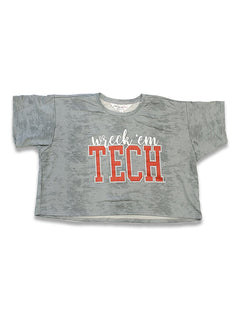 Texas Tech "Kimberly" Burn Out Crop Top